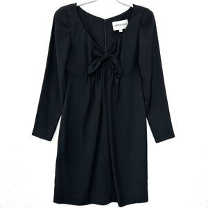 Jeannene Booher Dress Womens Sz 4 Lined Pullover Twist-Tie Front Back Zip Black